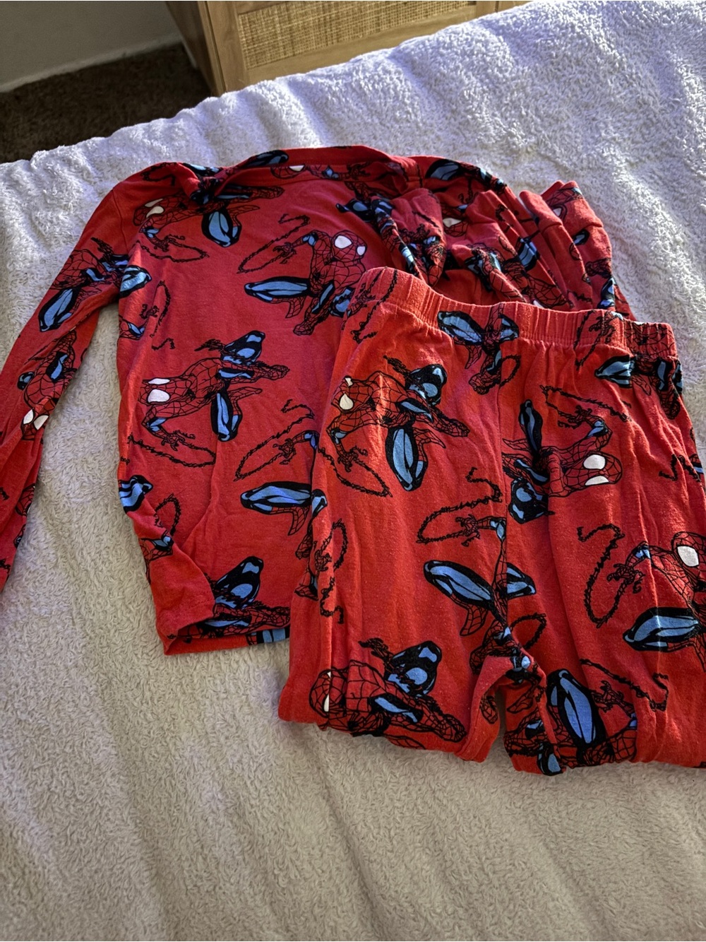Red Kids Pajama Set with Spider Print
